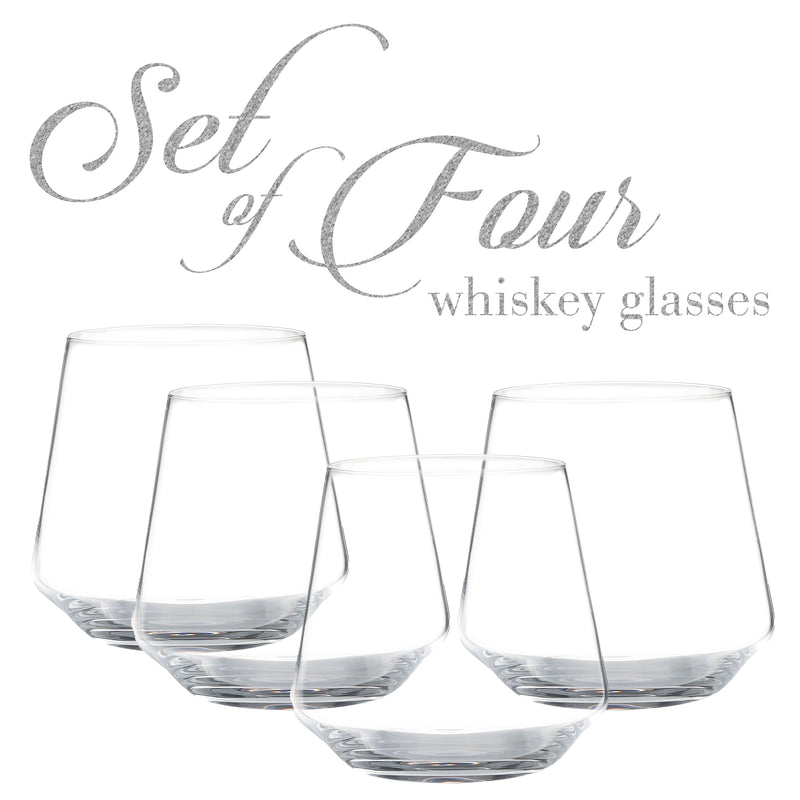 Berkware Lowball Whiskey Glasses - Classic Old Fashioned 10oz Drinking Tumblers - Set of 4