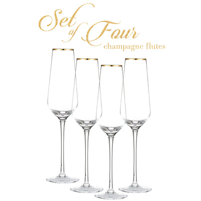 Berkware Champagne Glasses - Luxurious Crystal Champagne Toasting Flutes - Set of 4