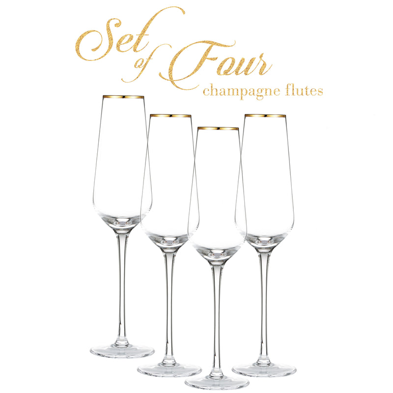 Berkware Champagne Glasses - Luxurious Crystal Champagne Toasting Flutes - Set of 4