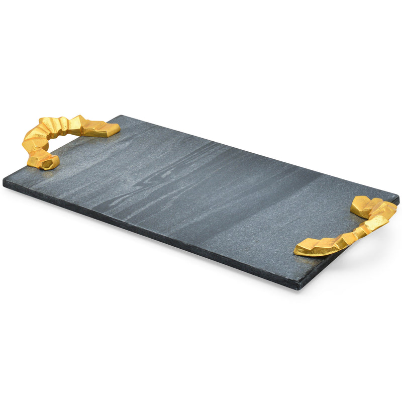 Berkware Black Marble Tray with Gold tone Plated Handles