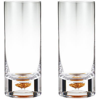 Berkware Lowball Whiskey Glasses with Unique Embedded Gold tone Flake Design - Set of 4