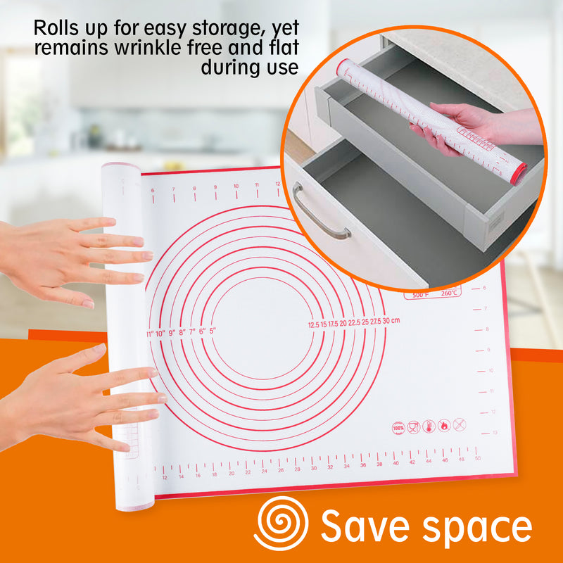 Berkware Silicone Baking Mat for Dough and Baking Cookies Pizza Macarons - Non-Slip, 16" x 20"