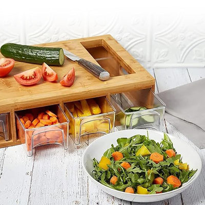 Berkware Bamboo Cutting Board with 4 Containers