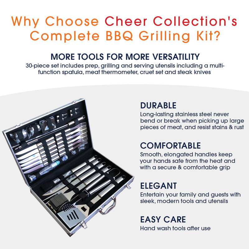 Berkware 30 Piece BBQ Set with Aluminum Case