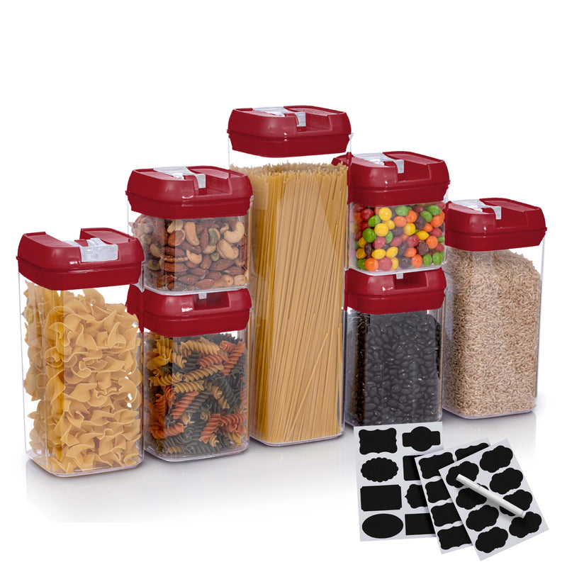 Berkware Set of 7 Airtight Food Storage Containers - BPA Free plus Dry Erase Marker and Labels