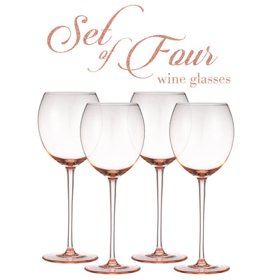 Berkware Colored Glasses - Luxurious and Elegant Sparkling Rose Colored Glassware - Set of 4