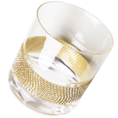 Berkware Set of 6 Elegant Old Fashioned Whiskey Glasses - 10oz Lowball Glasses with Sparkling "Rhinestone Diamond" Studded  Design