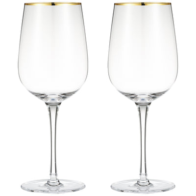Berkware Luxurious and Elegant Long Stem Red Wine Glass with Gold tone Rim
