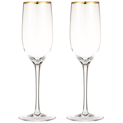 Berkware Tall Champagne Flutes with Gold Tone Rim - 8.1oz (Set of 4)