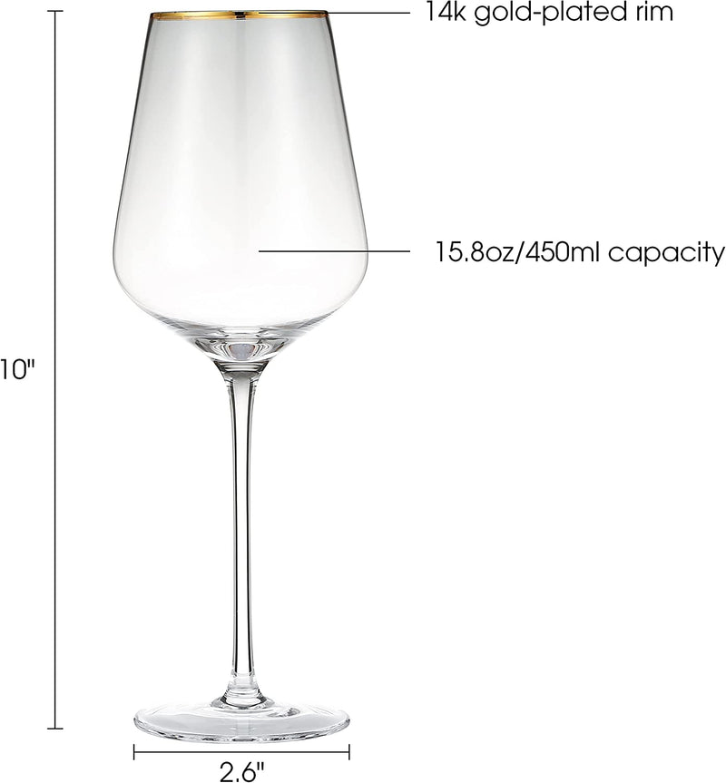 Berkware Wine Glasses - Luxury Crystal Long Stem Toasting Glasses - Set of 4