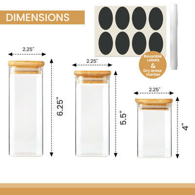 Berkware Glass Jars with Bamboo Wooden Covers, Set of 3