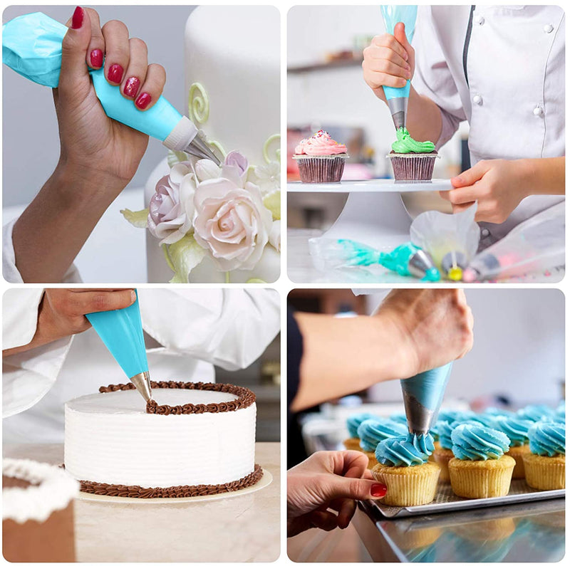 Cake Decorating Supplies Kit - 30 in 1 cake decorations, 24Pcs Professional Stainless Steel DIY Icing Tips with 3 Reusable Coupler & Storage Case & 3 Sizes Silicone Cake Decorating Pastry Bags