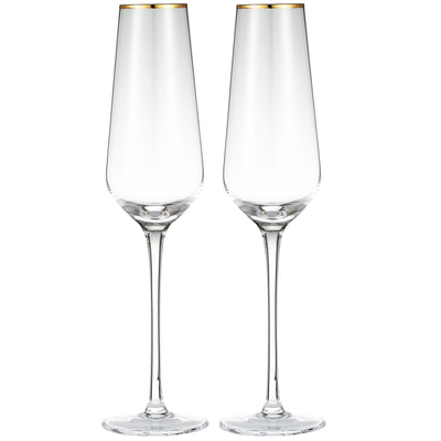 Berkware Tall Champagne Flutes with Gold tone Rim