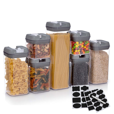 Berkware Set of 7 Airtight Food Storage Containers - BPA Free plus Dry Erase Marker and Labels