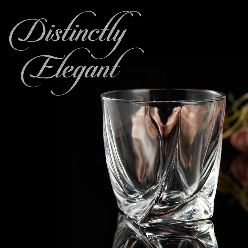 Berkware Lowball Whiskey Glasses - Modern Twisted Base Design