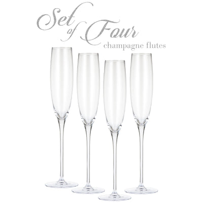 Berkware Premium Crystal Champagne Flutes - Set of 4 Champagne Glasses