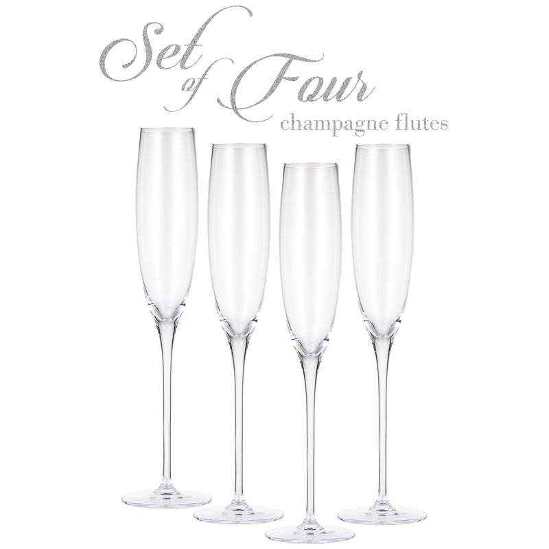 Berkware Premium Crystal Champagne Flutes - Set of 4 Champagne Glasses