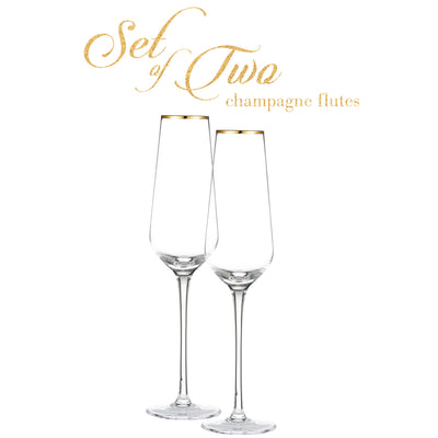 Berkware Tall Champagne Flutes with Gold tone Rim