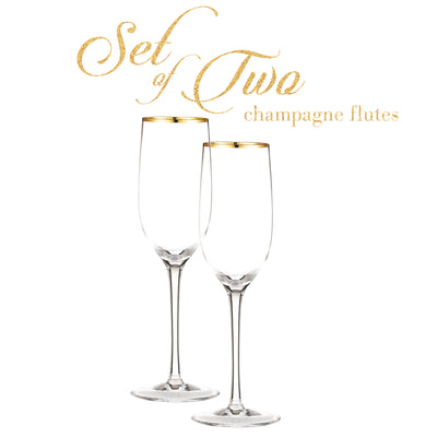 Berkware Crystal Champagne Flutes with Gold tone Rim