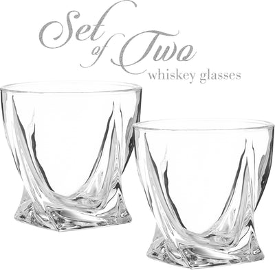 Berkware Lowball Whiskey Glasses - Modern Twisted Base Design