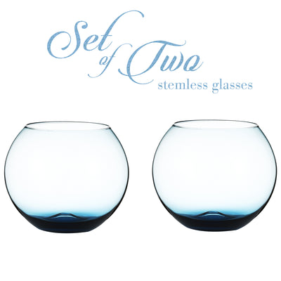 Berkware Set of 2 Sparkling Colored Stemless Wine Glass