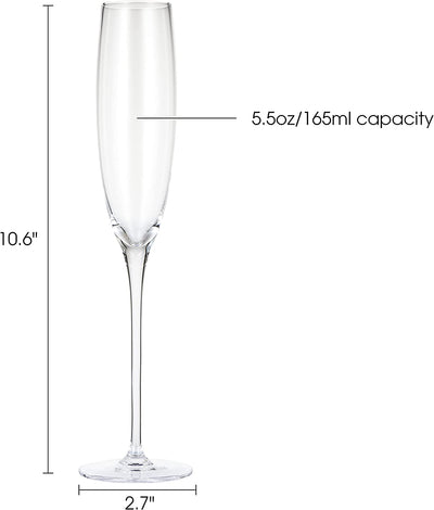 Berkware Premium Crystal Champagne Flutes - Set of 4 Champagne Glasses