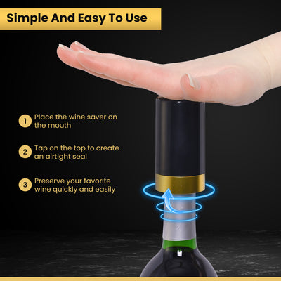 Berkware Automatic Vacuum Wine Bottle Stopper, Vacuum Wine Preserver, Battery Operated Wine Saver with Intelligent LED Display to Keep Wine Fresh