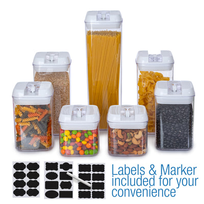 Berkware Set of 7 Airtight Food Storage Containers - BPA Free plus Dry Erase Marker and Labels