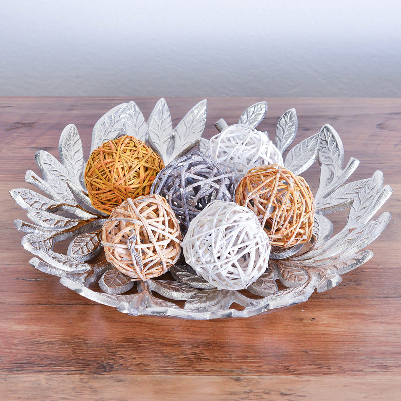 Berkware Silver tone Leaf Decorative Fruit Bowl Dish