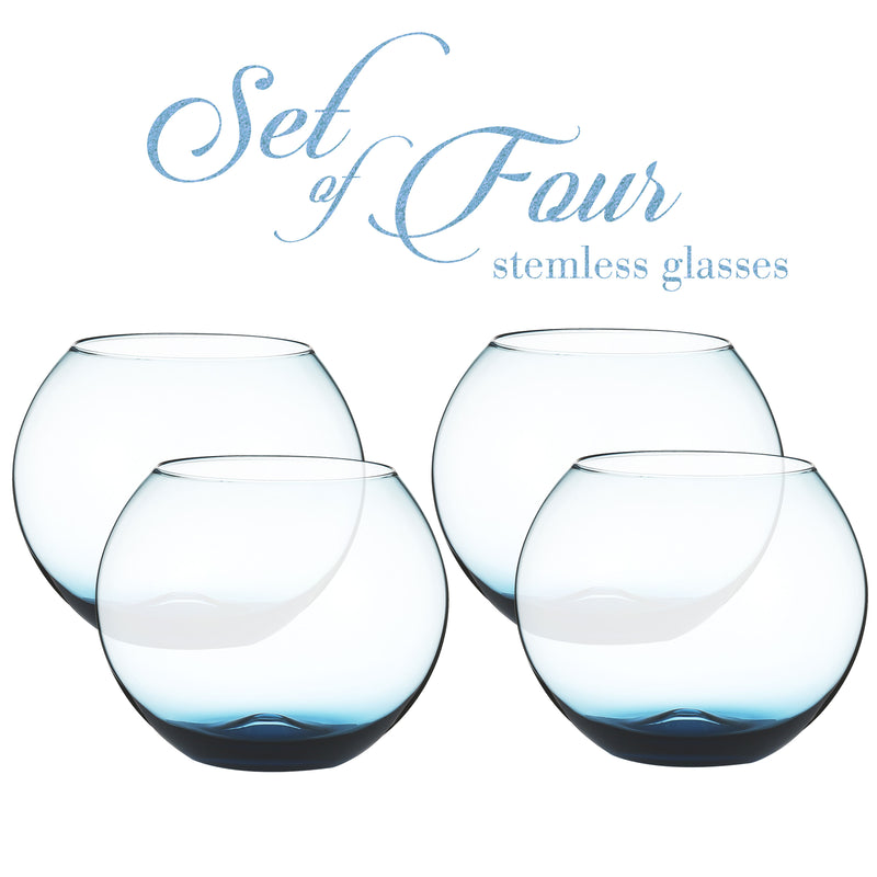 Berkware Colored Glasses - Luxurious and Elegant Sparkling Blue Colored Glassware - Set of 4