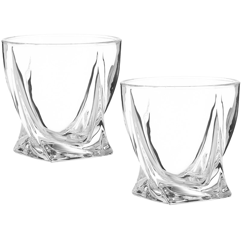 Berkware Lowball Whiskey Glasses - Modern Twisted Base Design - Set of 6