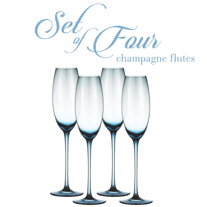 Berkware Luxurious and Elegant Sparkling Colored Glassware - Champagne Flutes - Set of 4