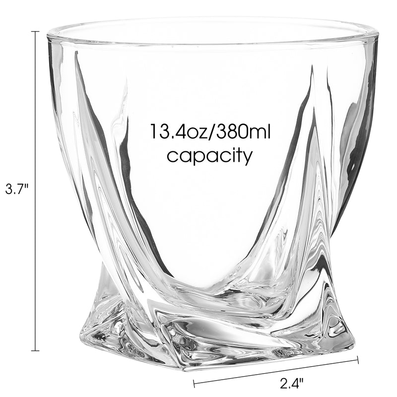 Berkware Lowball Whiskey Glasses - Modern Twisted Base Design