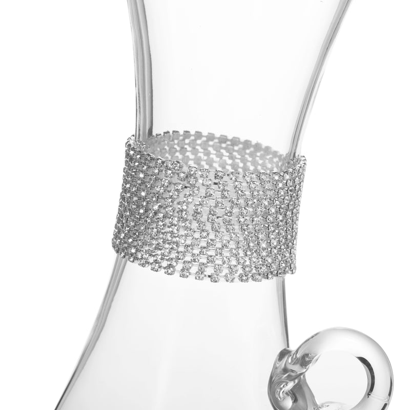 Berkware Red Wine Decanter - Luxuriuos 750ml Wide Base Glass Wine Carafe  With Dazzling Rhinestone Design (Silver Tone)