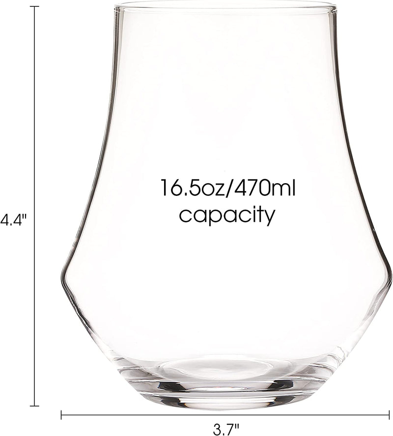 Berkware Tulip Shaped Lowball Whisky Tumbler Glasses - Set of 4