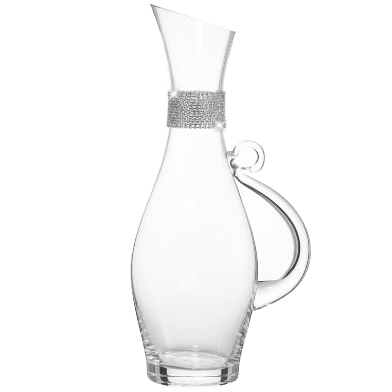Berkware Elegant Wine Decanter - Glass Pitcher and Carafe with Dazzling Rhinestone Design (Silver tone)