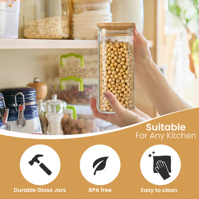 Berkware Mini Glass Jar Set & Air Tight Sealable Containers for Kitchen and Pantry Organization, for Coffee Tea Sugar & Candy
