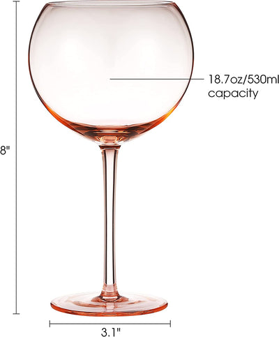 Berkware Colored Glasses - Luxurious and Elegant Sparkling Rose Pink Colored Glassware -  Set of 4