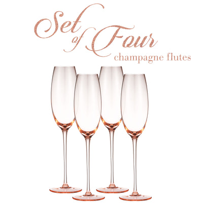 Berkware  Luxurious and Elegant Sparkling Colored Glassware - Champagne Flutes - Set of 4