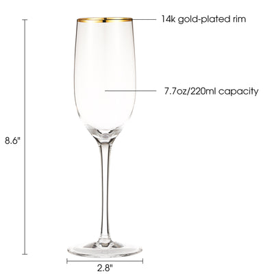 Berkware Crystal Champagne Flutes with Gold tone Rim