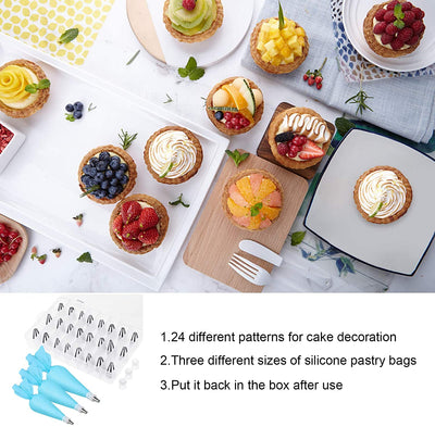 Cake Decorating Supplies Kit - 30 in 1 cake decorations, 24Pcs Professional Stainless Steel DIY Icing Tips with 3 Reusable Coupler & Storage Case & 3 Sizes Silicone Cake Decorating Pastry Bags