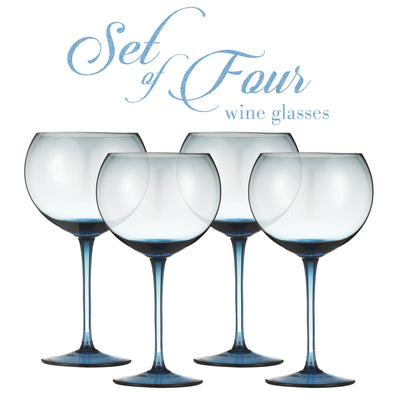 Berkware Colored Glasses - Luxurious and Elegant Sparkling Blue Colored Glassware - Set of 4