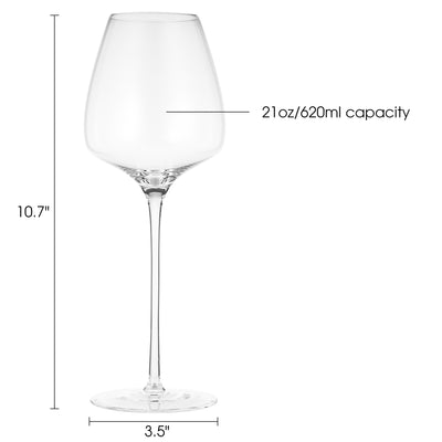 Berkware Premium Crystal Wine Glasses - Set of 6 White Wine Glasses - 20oz