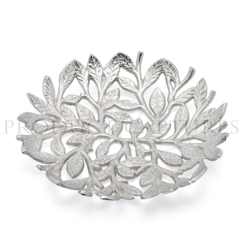 Berkware Silver tone Leaf Decorative Fruit Bowl Dish